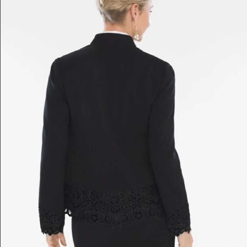 Chico’s NWT Lace Hem Ponte Black Jacket